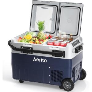 imageAeitto 12V Car Refrigerator 42QT40L Dual Zone Portable Independent Temp Control Car Fridge Freezer 468 Electric Compressor Cooler 1224V DC ampamp 100240V AC Cooling Freezing Car Camping Home