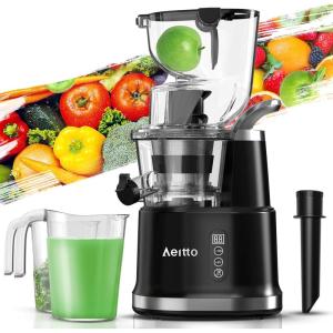 imageAeitto Cold Press Juicer Juicer Machines with Large Feed Chute Large Capacity Slow Masticating Juicer for Fruits and Vegetables Self Feeding for Juice ExtractorBPAFree BlackBlack