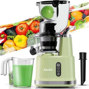 imageAeitto Cold Press JuicerMasticating Juicer Machines with Wide ampamp Dual Feed Chute for Vegetables and Fruits Self Feeding for Juice Extractor Large Capacity High Juice Yield Easy to Clean