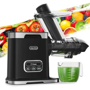 imageAeitto Masticating Juicer with 36quot Wide Chute 2Speed Modes ampamp Reverse Function Juicer Machines with Brush Easy to Clean for Fruit and Vegetable BlackBlack