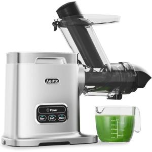 imageAeitto Masticating Juicer with 36quot Wide Chute 2Speed Modes ampamp Reverse Function Juicer Machines with Brush Easy to Clean for Fruit and Vegetable BlackSilver