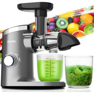 imageAeitto Slow Masticating Juicer Cold Press Jucier Machine with Soft ampamp Hard Modes Quiet Motor Juicer Machines Vegetable and Fruit Juice Extractor machine Easy to Clean with Brush GreyGrey