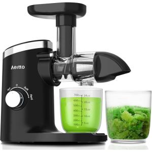 imageAeitto Slow Masticating Juicer Cold Press Jucier Machine with Soft ampamp Hard Modes Quiet Motor Juicer Machines Vegetable and Fruit Juice Extractor machine Easy to Clean with Brush GreyCharcoal Grey