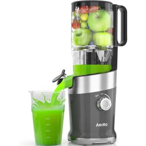 imageAeitto Cold Press Juicer Machines Slow Masticating Juicers with Large Feed Chute For Whole Vegetables and Fruits Easy to Clean and Assemble High Juice YieldDark Grey