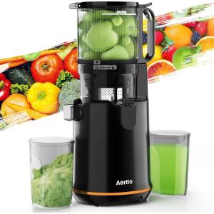 imageAeitto Cold Press Juicer with 58quot Extra Wide Mouth Juicer Machines Easy to Clean Fit Whole Vegetables ampamp Fruits Professional Slow Masticating JuicersSelf Feeding High Juice YieldOrange