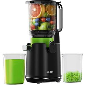 imageCold Press Juicer 58quot Extra Large Wide Mouth Aeitto Slow Juicer Machines High Juice Yield Fit Whole Vegetables ampamp Fruits Professional Juice Extractor MachineSelf Feeding Easy to CleanRaven Black