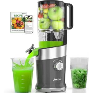 image:imageCold Press Juicer with Whole Feed Chute Aeitto Masticating Juicer Machines Juice Extractor Machine Easy to Clean High Juice Yield For Whole Vegetables and Fruits Easy to Assemble Onyx BlackSlate Grey