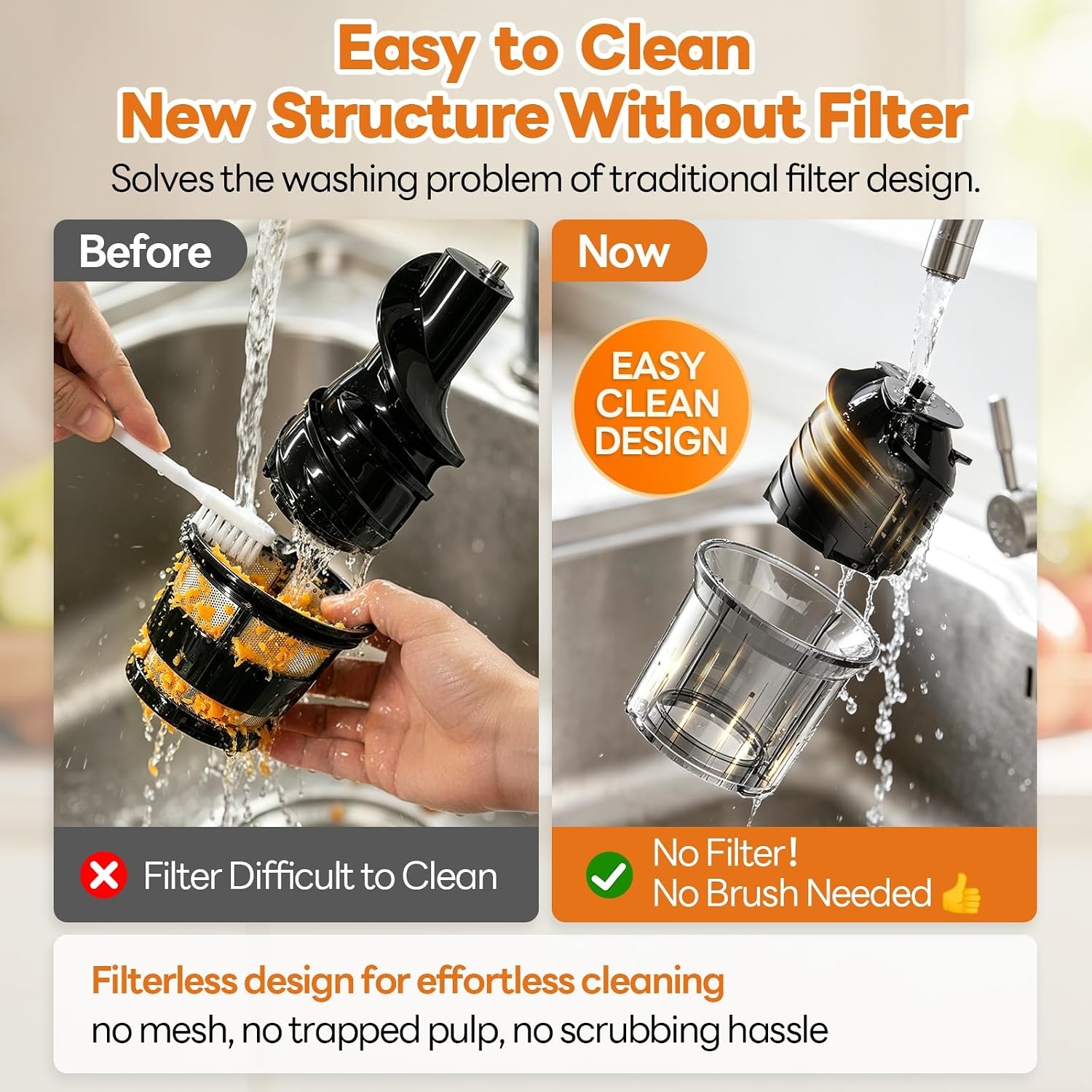 image:imageAeitto 3in1 Cold Press Juicer for Juice Nut Milk amp Sorbet  FilterFree Design for Effortless Cleaning 60 Extra Large Chute Fits Whole Fruits amp Vegetables Juicer Machines High Yield With BrushBlack